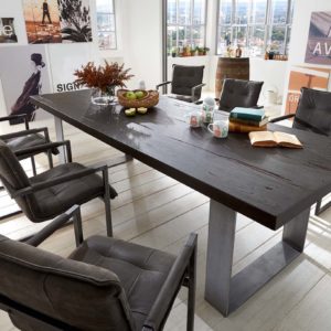 KAWOLA Esszimmertisch SHON Tisch Eiche massiv schwarz 200x110cm